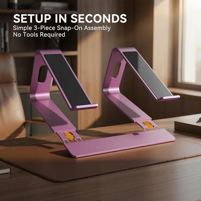 Laptop Stand, Aluminum Ergonomic Desk Riser, 10-15.6", Pink