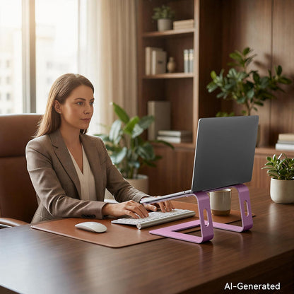 Laptop Stand, Aluminum Ergonomic Desk Riser, 10-15.6", Pink