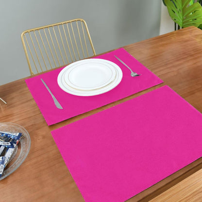 Plain Deep Pink Solid Color Placemats Set of 4, Non-Slip Washable Table Mats, Heat Resistant Placemats for Kitchen Dining Table Indoor Outdoor