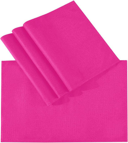 Plain Deep Pink Solid Color Placemats Set of 4, Non-Slip Washable Table Mats, Heat Resistant Placemats for Kitchen Dining Table Indoor Outdoor