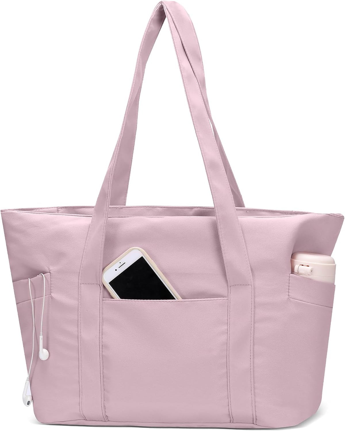 Large Tote Bag for Women with Zipper, Nylon Lightweight Work Tote with 15.6" Laptop Sleeve, Nurse Bag for Work College
