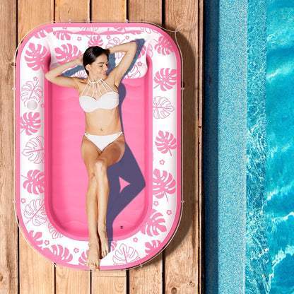 Inflatable Tanning Pool Lounger Float with Cervical Pillow - Pool Floats Adult for Sunbathing, Backyard, Pool Party - Inflate Ball Pit for Babies - Kids Swimming Pool Bed