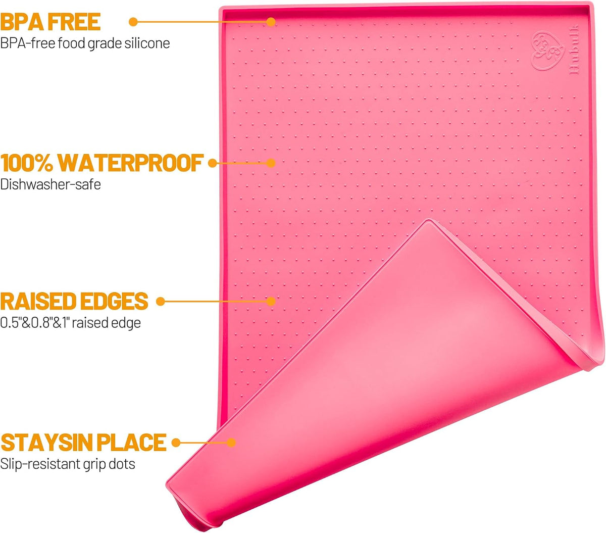Dog Feeding Mat,100% Waterproof Food Grade Silicone Pet Food and Water Bowl Placemat,Dishwasher, High Raised Edge to Prevent Spills,Nonslip Tray to Stop Messes on Floor (19"x12"x0.5", Pink)