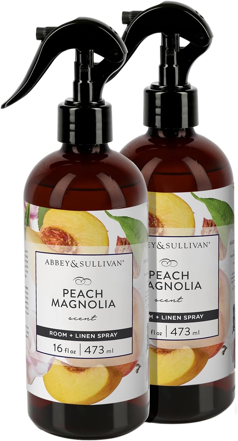 Linen Spray, Peach Magnolia, Fabric Freshener and Fragrance Room Spray, Pack of 2, 16 oz