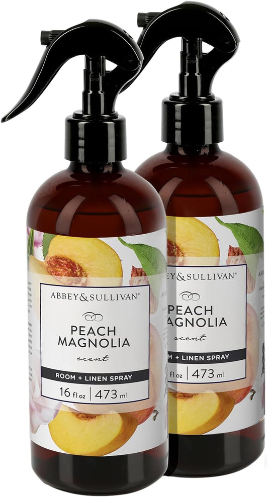Linen Spray, Peach Magnolia, Fabric Freshener and Fragrance Room Spray, Pack of 2, 16 oz