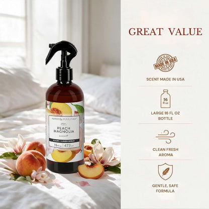 Linen Spray, Peach Magnolia, Fabric Freshener and Fragrance Room Spray, Pack of 2, 16 oz