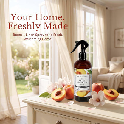 Linen Spray, Peach Magnolia, Fabric Freshener and Fragrance Room Spray, Pack of 2, 16 oz