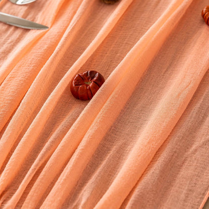 Keketoarrange Fresh Salmon Cheesecloth Table Runner Boho Decor Peach Echo Gauze 120 Inch 10 FT Boho Table Runner for Wedding Baby Shower Bridal Shower Party Sheer Centerpiece Summer Home Decorations