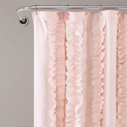 Belle Shower Curtain Single 72" W x 72" L Blush - Fabric Shower Curtains for Bathroom - Pink Bathroom Curtain - Coquette Decor