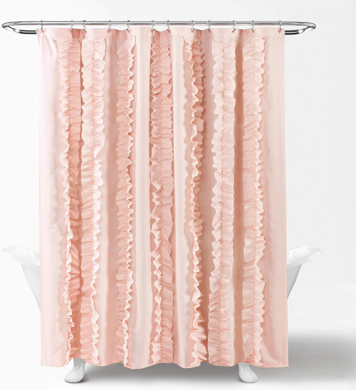 Belle Shower Curtain Single 72" W x 72" L Blush - Fabric Shower Curtains for Bathroom - Pink Bathroom Curtain - Coquette Decor