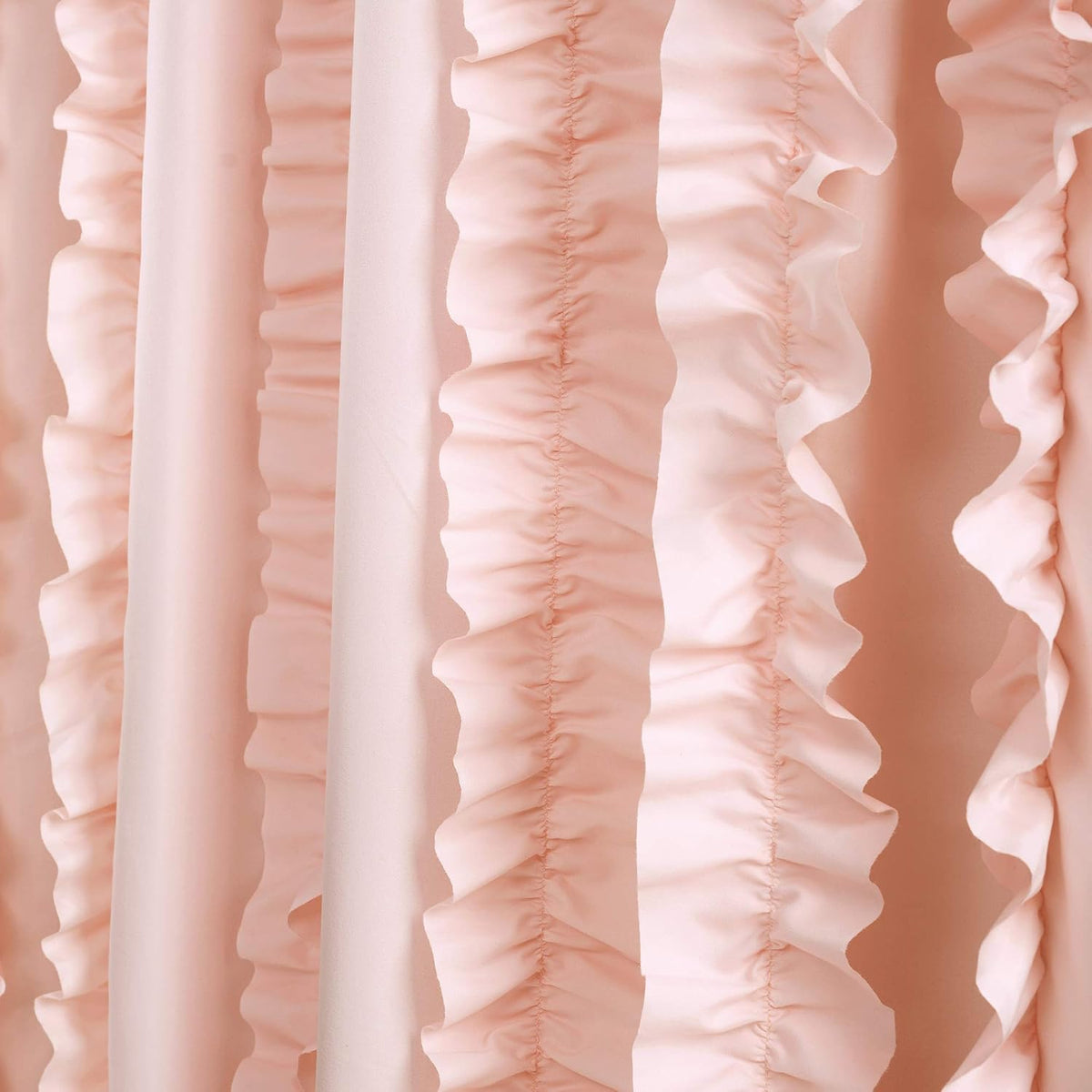 Belle Shower Curtain Single 72" W x 72" L Blush - Fabric Shower Curtains for Bathroom - Pink Bathroom Curtain - Coquette Decor