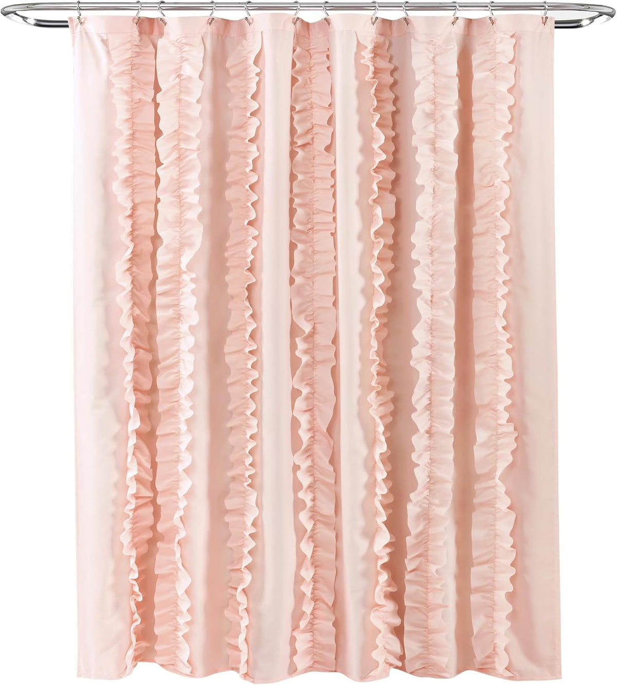 Belle Shower Curtain Single 72" W x 72" L Blush - Fabric Shower Curtains for Bathroom - Pink Bathroom Curtain - Coquette Decor