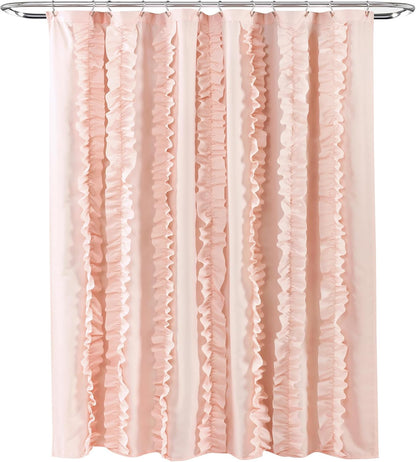 Belle Shower Curtain Single 72" W x 72" L Blush - Fabric Shower Curtains for Bathroom - Pink Bathroom Curtain - Coquette Decor