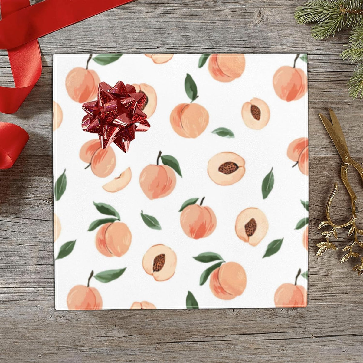 3 Rolls Birthday Wrapping Paper Roll - Cute Peaches Pattern Design Gift Wrapping Paper for Christmas, Bridal, Holiday, Party, Baby Shower - 58 x 22.8 inch