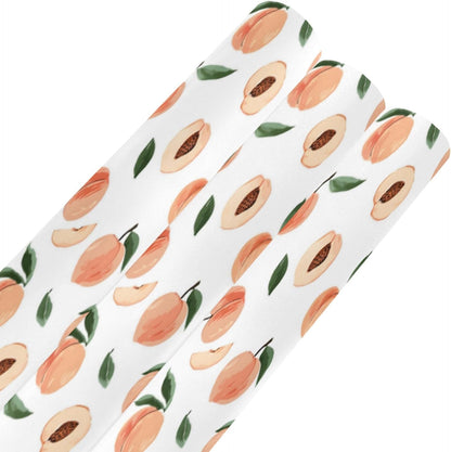 3 Rolls Birthday Wrapping Paper Roll - Cute Peaches Pattern Design Gift Wrapping Paper for Christmas, Bridal, Holiday, Party, Baby Shower - 58 x 22.8 inch