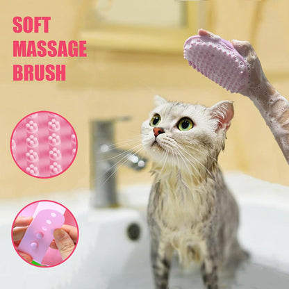 Grooming Kit for Indoor Long-Haired Cats - Self-Cleaning Brushes for Shedding and Matted Fur, Flea Comb Set, Pink
