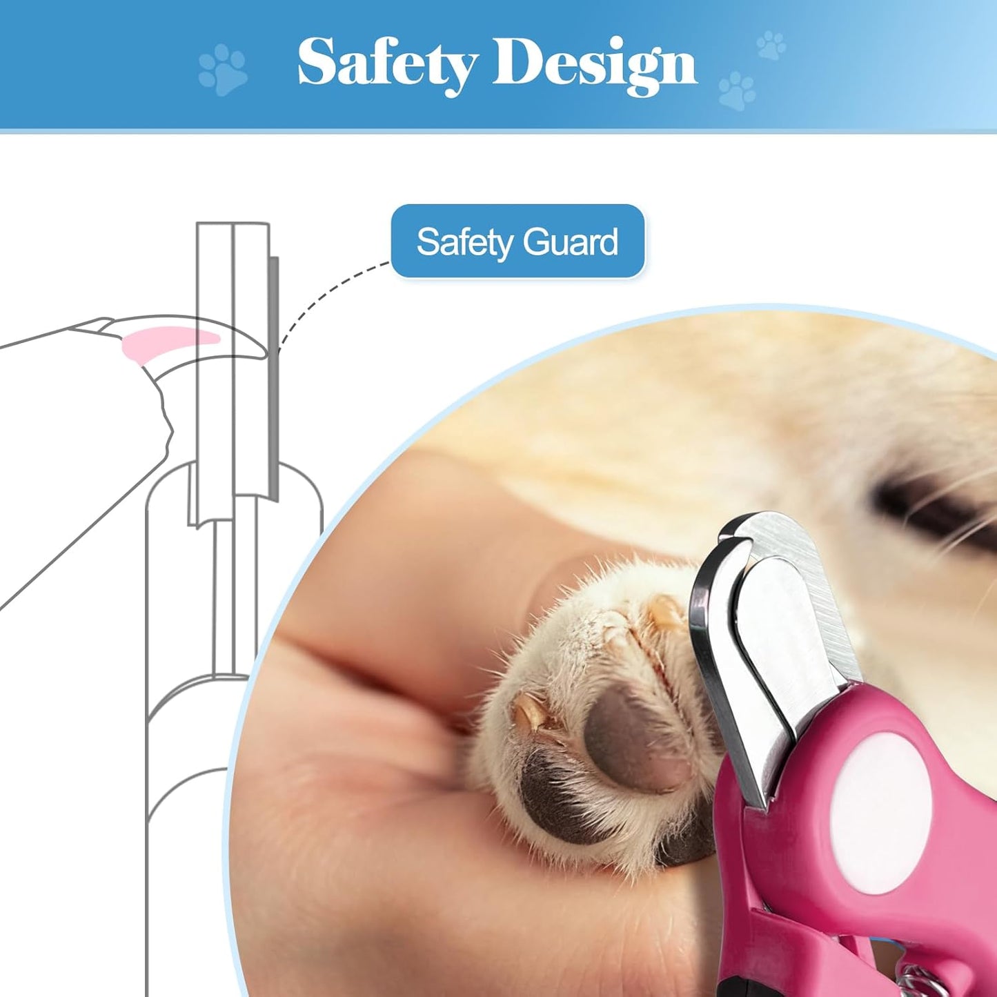 Heavy Duty Dog Nail Clippers and Trimmers, Professional Pet Nail Clippers with Nail File for Dogs Cats Small Animal, Claw Clippers with Safety Guard to Prevent Over-Cutting, Pink