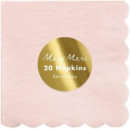 Meri Meri Disposable Paper Napkins (Pack of 20), Scalloped Edge, 2 Sizes, 15 Colors, Party Napkins
