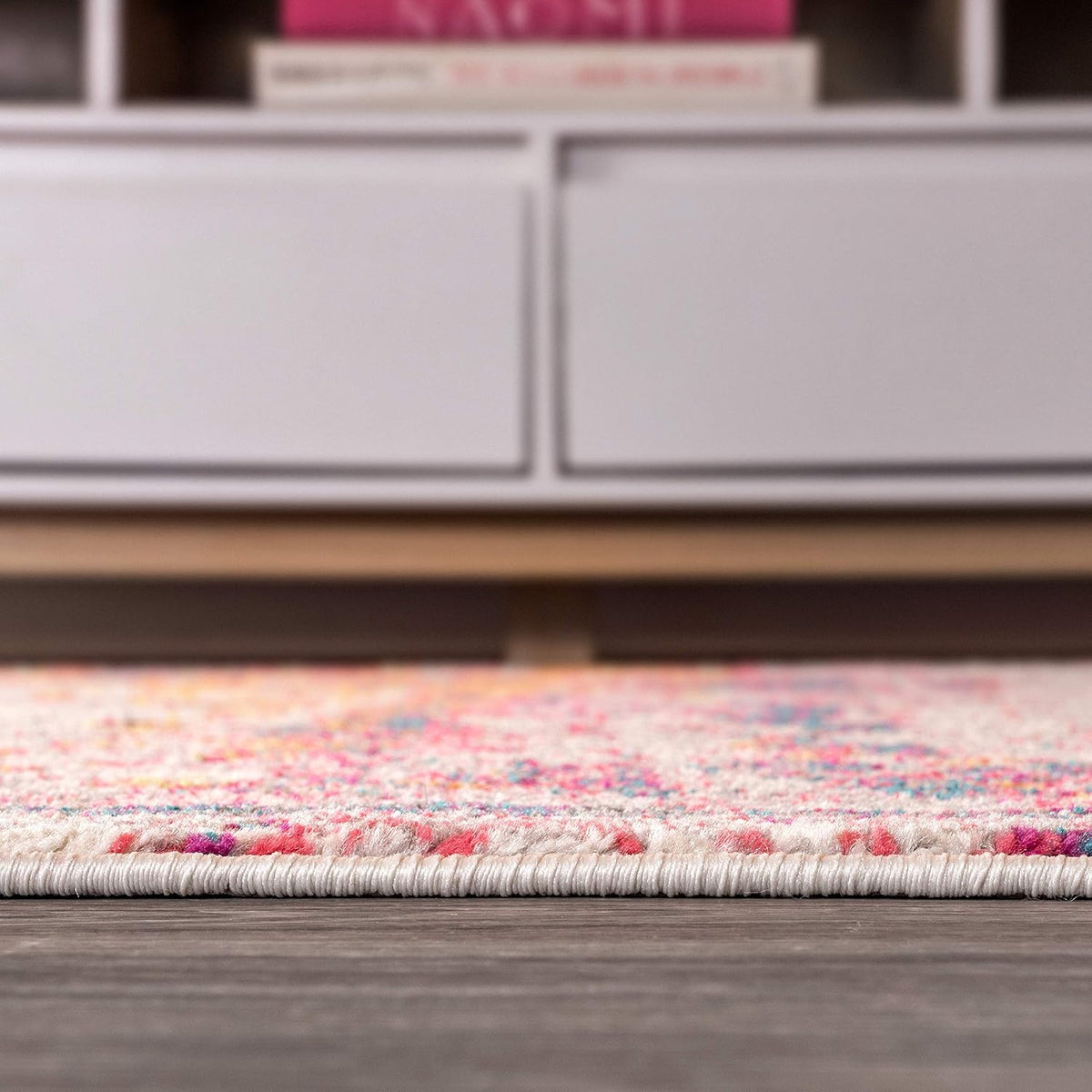 Modern Abstract Brushstroke Pink/Cream Indoor Area Rug, 4x6, Contemporary POP, Transitional, Easy-Cleaning for Living Room, Bedroom, Kitchen, Pet Friendly, Non-Shedding (CTP102B-4)
