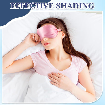 12 Pcs Silk Sleep Masks Soft Satin Eye Masks with Adjustable Elastic Strap for Sleeping Comfortable Blindfold Eyeshade for Men Women Nap Night Travel Gifts(Black, Pink)