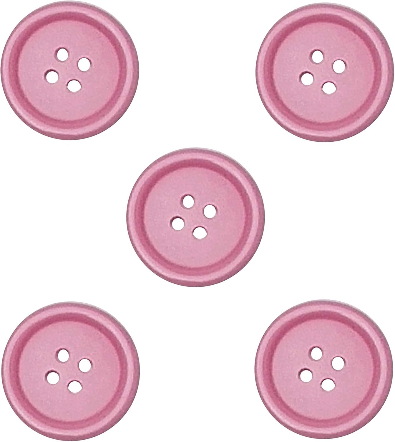 100pcs Resin Button Solid Color 4Holes Craft Clothe Sewing Card Making Sweater Shirt (Pink, 1"(25mm))