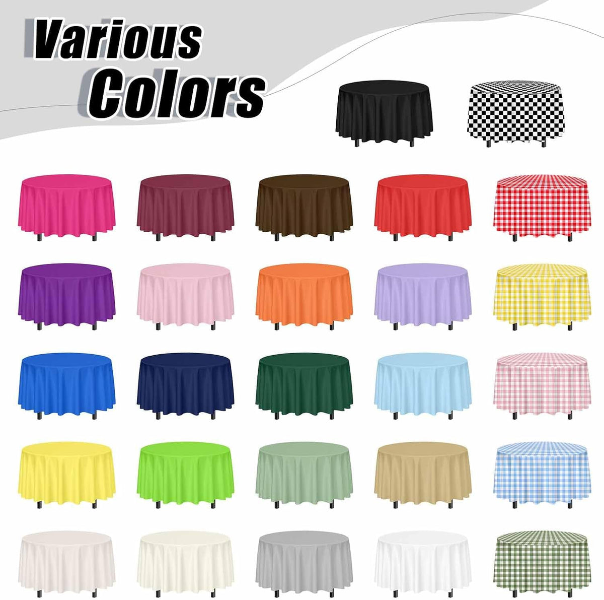 2 Pack Light Pink Tablecloth Round 84 x 84 Plastic Table Cover Waterproof Pink Table Cloth Disposable for Wedding Birthday Baby Shower Party Picnic Circle Tablecloth