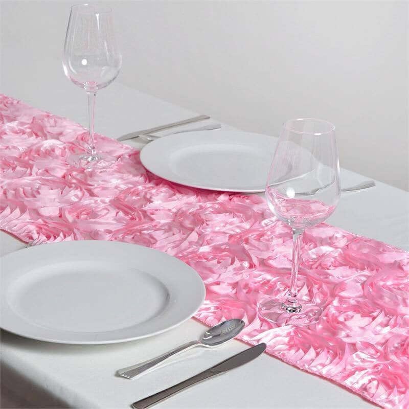 Wonderland Rosette Premium Table Runners for Weddings Party Banquets Decor Fit Rectangle and Round Table - Pink