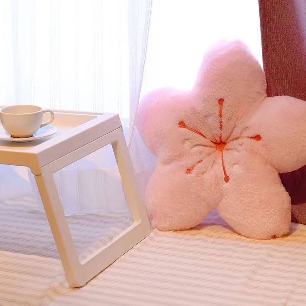 Cherry Blossom Plush Throw Pillow Living Room Sofa Pillow Flower Chair Cushion Throw Pillow (15.74 * 15.74, Pink)