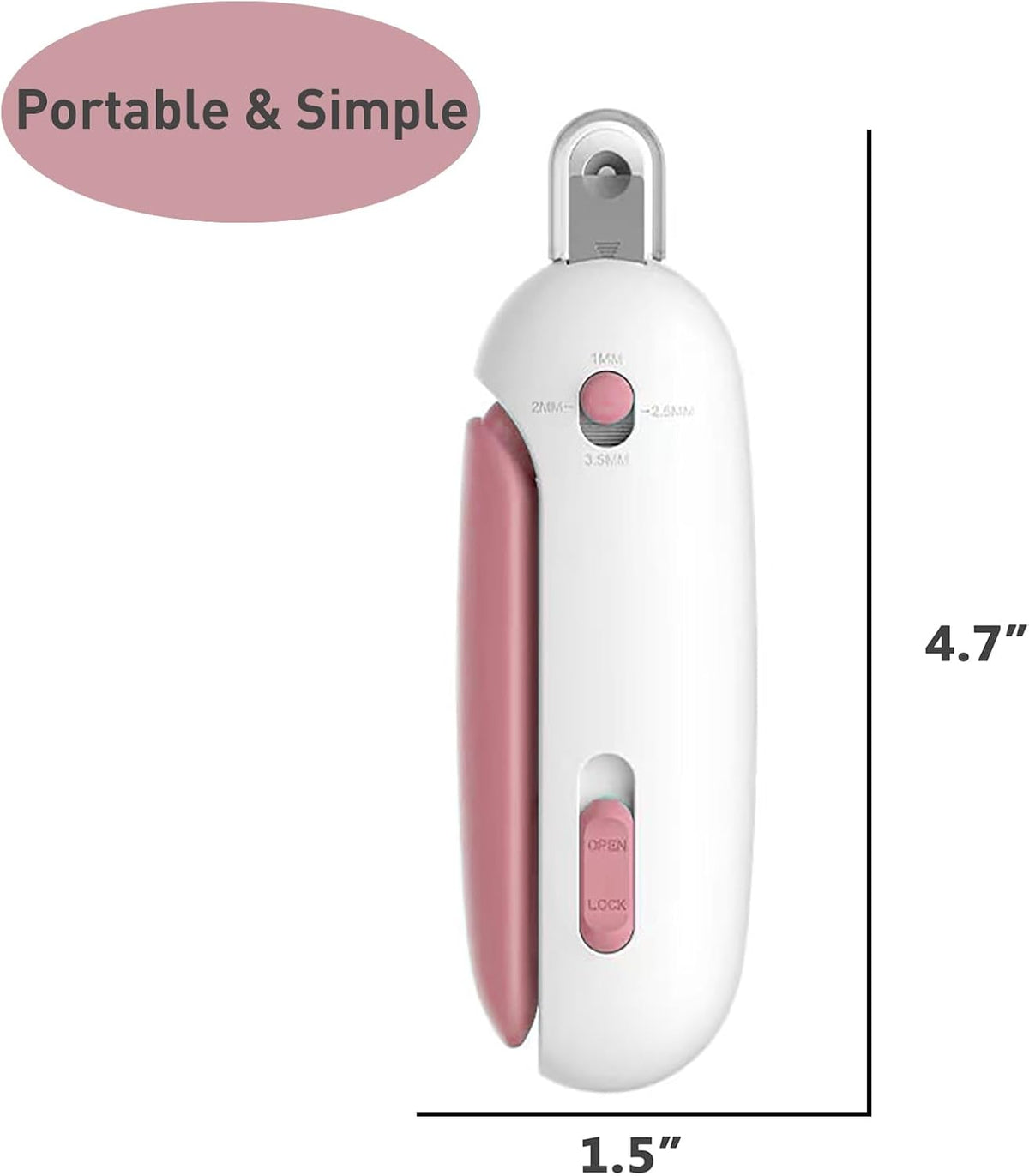 Cat Nail Clipper | Cat Nail Trimmer with Clipping Debris Storage, Adjustable Sizes, Hidden Nail File, Round Hole Blade for Injury-Free Grooming Tool for Pets, Pink