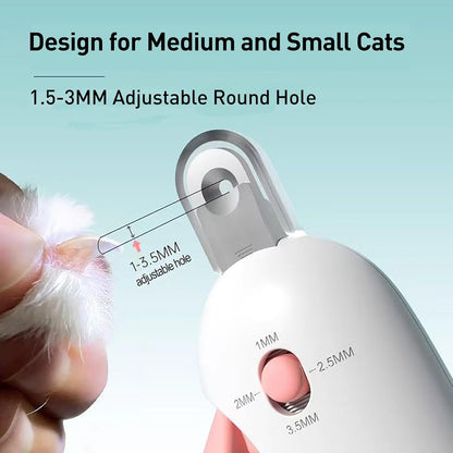 Cat Nail Clipper | Cat Nail Trimmer with Clipping Debris Storage, Adjustable Sizes, Hidden Nail File, Round Hole Blade for Injury-Free Grooming Tool for Pets, Pink