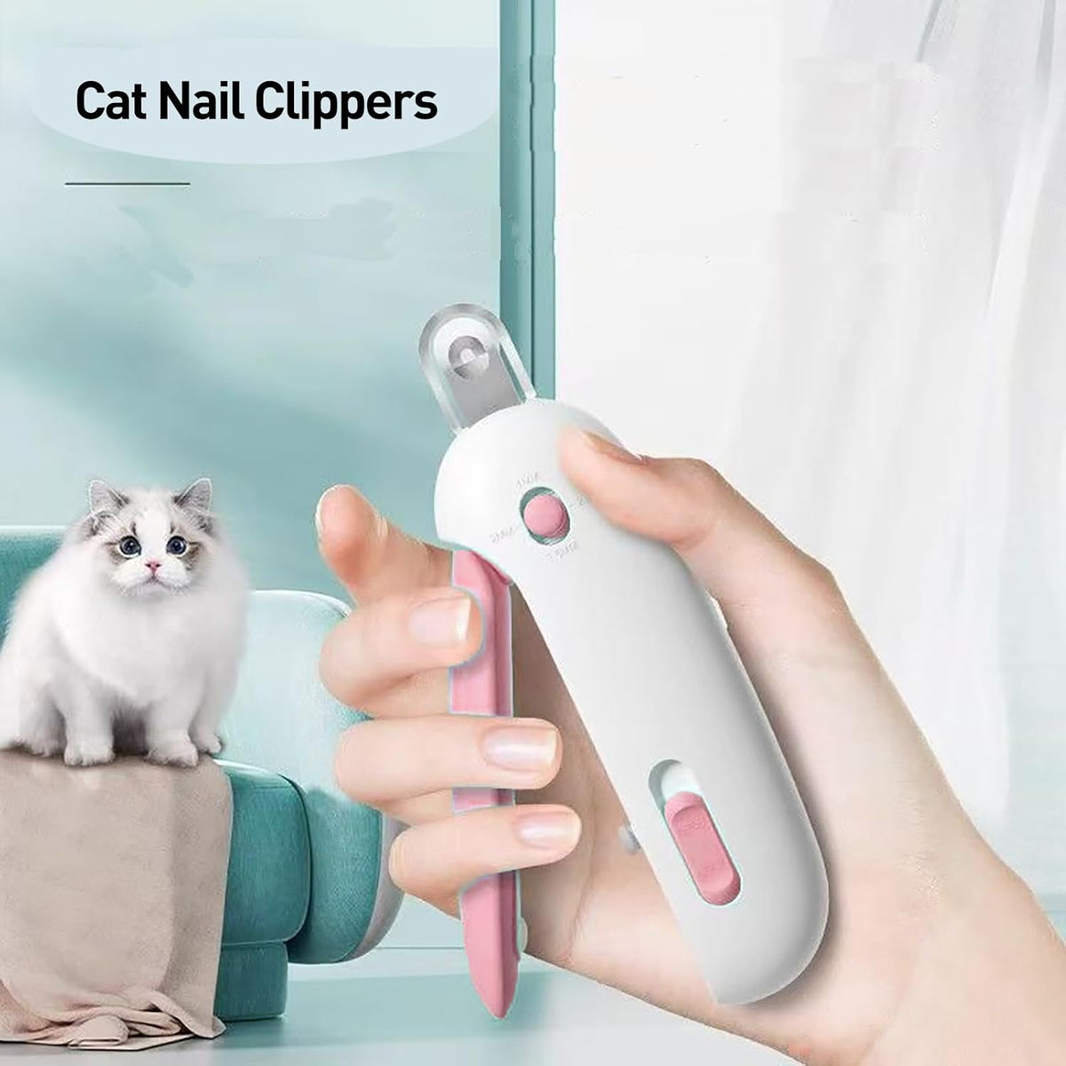 Cat Nail Clipper | Cat Nail Trimmer with Clipping Debris Storage, Adjustable Sizes, Hidden Nail File, Round Hole Blade for Injury-Free Grooming Tool for Pets, Pink