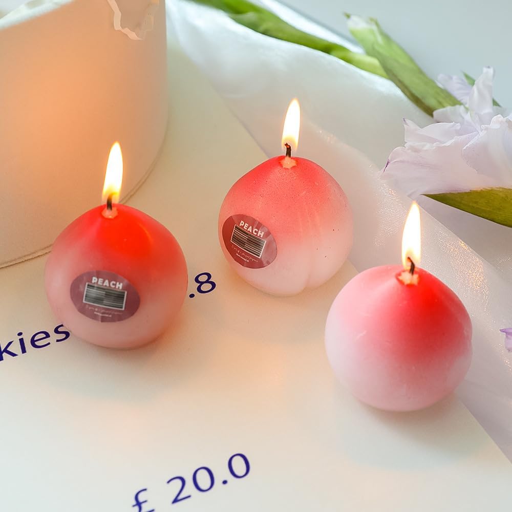 65gram Creative Lovely Kawaii Aromatherapy for Gifts Present Party Festival Anniversaries Wedding Birthday Peach Scented Candle Calm, Home Décor Burn Time of 5-7 Hours (1)