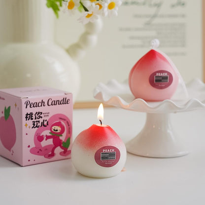 65gram Creative Lovely Kawaii Aromatherapy for Gifts Present Party Festival Anniversaries Wedding Birthday Peach Scented Candle Calm, Home Décor Burn Time of 5-7 Hours (1)