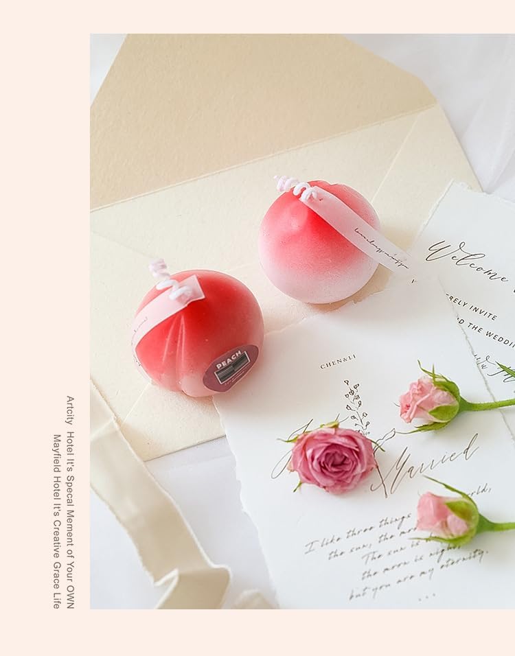 65gram Creative Lovely Kawaii Aromatherapy for Gifts Present Party Festival Anniversaries Wedding Birthday Peach Scented Candle Calm, Home Décor Burn Time of 5-7 Hours (1)