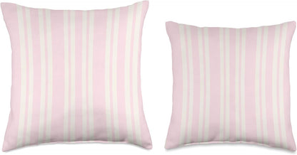 Coquette Stripes Soft Feminine Antique White and Blush Pink Throw Pillow