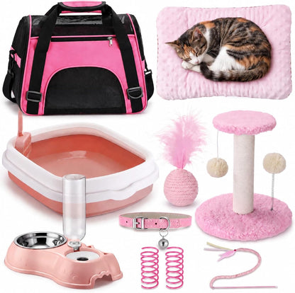 10 Pcs Kitten Starter Kit for Indoor, Classic, Medium, Pink