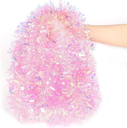17 Ft Easter Christmas Tinsel Garland,Pink Glittering Decoration for Xmas Tree Party Wedding Supplies