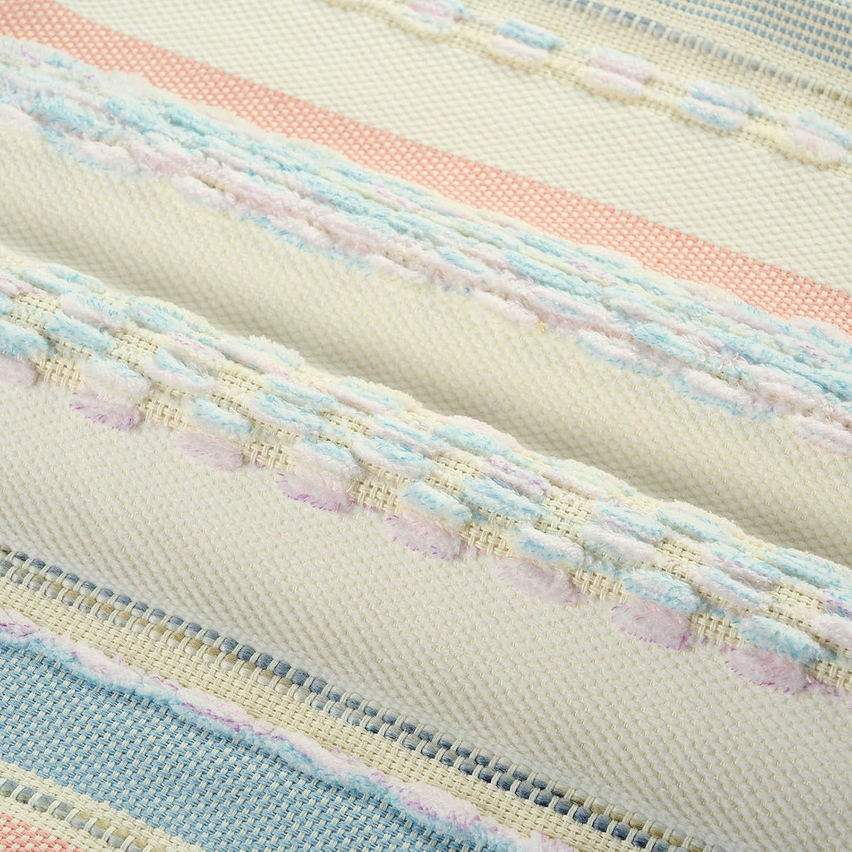 Pack of 2 Chenille Throw Pillow Covers 45 x 45 cm,Pink+Blue