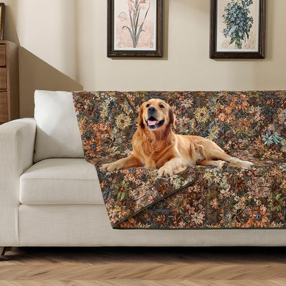 Reversible Dog Bed Cover with Waterproof Lining, Water Resistant Slipcover Furniture Protector and Pet Blanket, Washable Couch Cover for Kids, Dogs, Pets.(Floral/Floral,52"x82")