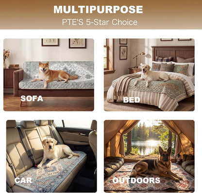 Reversible Dog Bed Cover with Waterproof Lining, Water Resistant Slipcover Furniture Protector and Pet Blanket, Washable Couch Cover for Kids, Dogs, Pets.(Floral/Floral,52"x82")