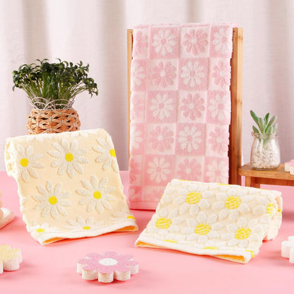 Hand Towels Pink Daisy Checkered Cute for Bathroom Bath Kitchen