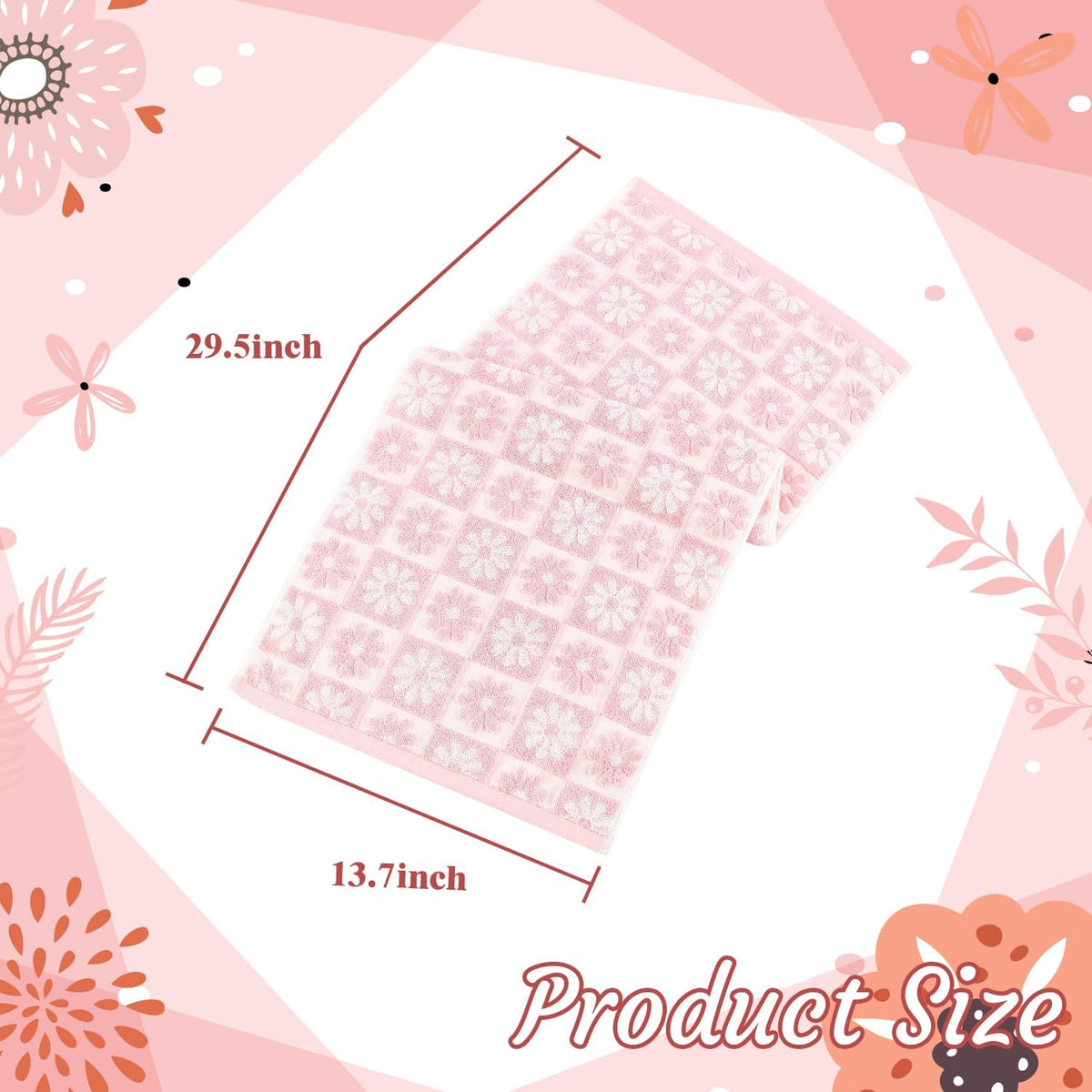 Hand Towels Pink Daisy Checkered Cute for Bathroom Bath Kitchen