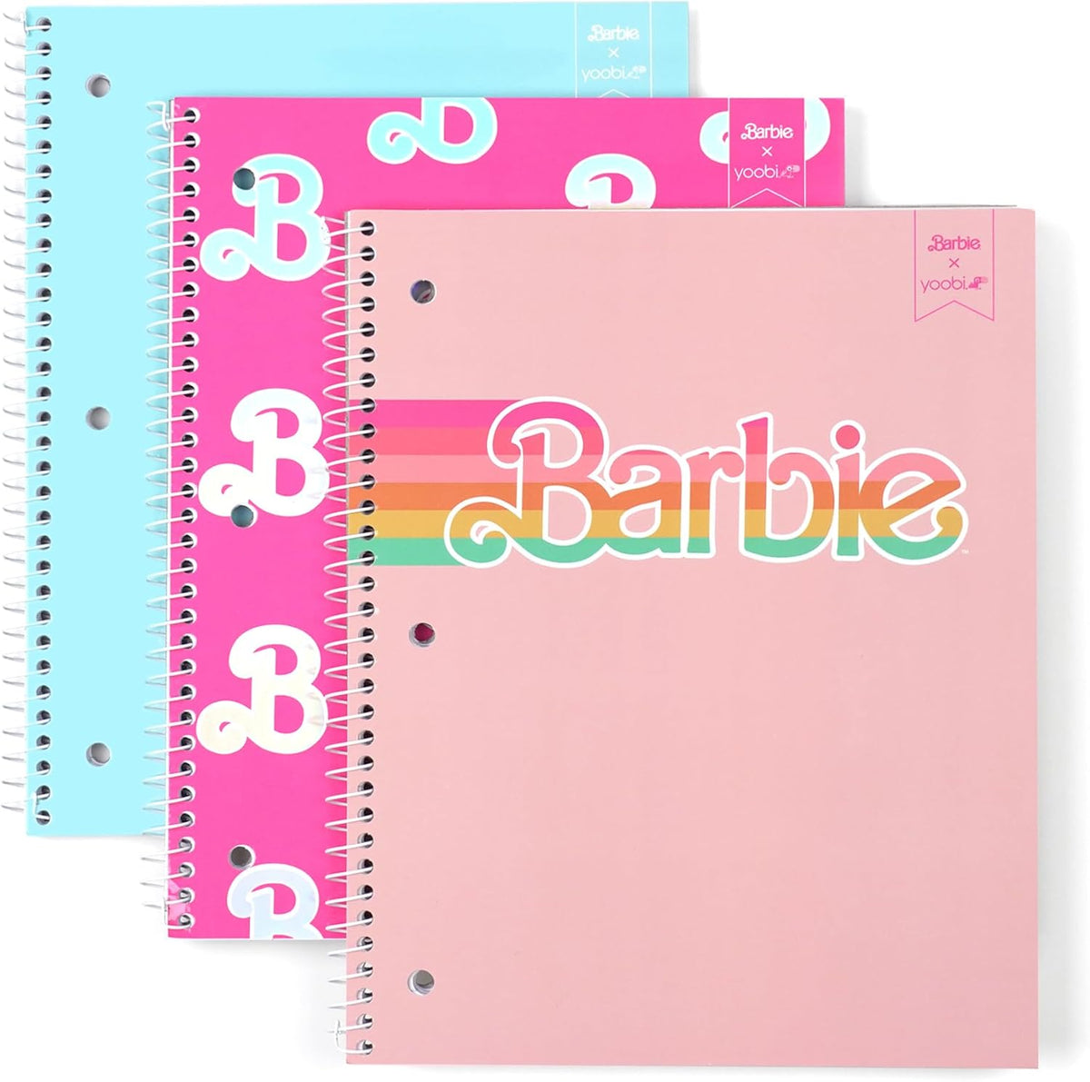 x Barbie College Ruled Spiral Notebooks, 3-Pack, 100 Sheets