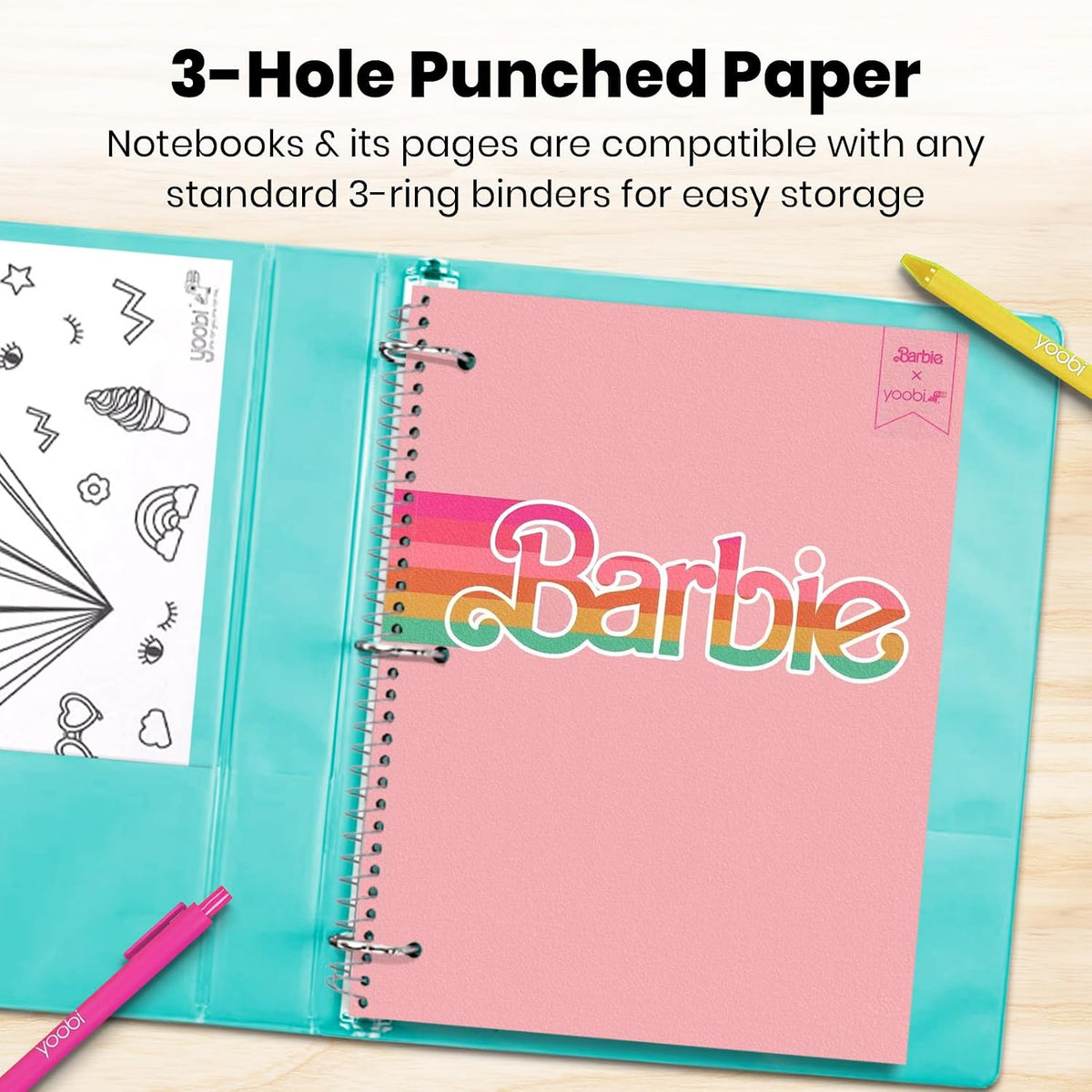 x Barbie College Ruled Spiral Notebooks, 3-Pack, 100 Sheets