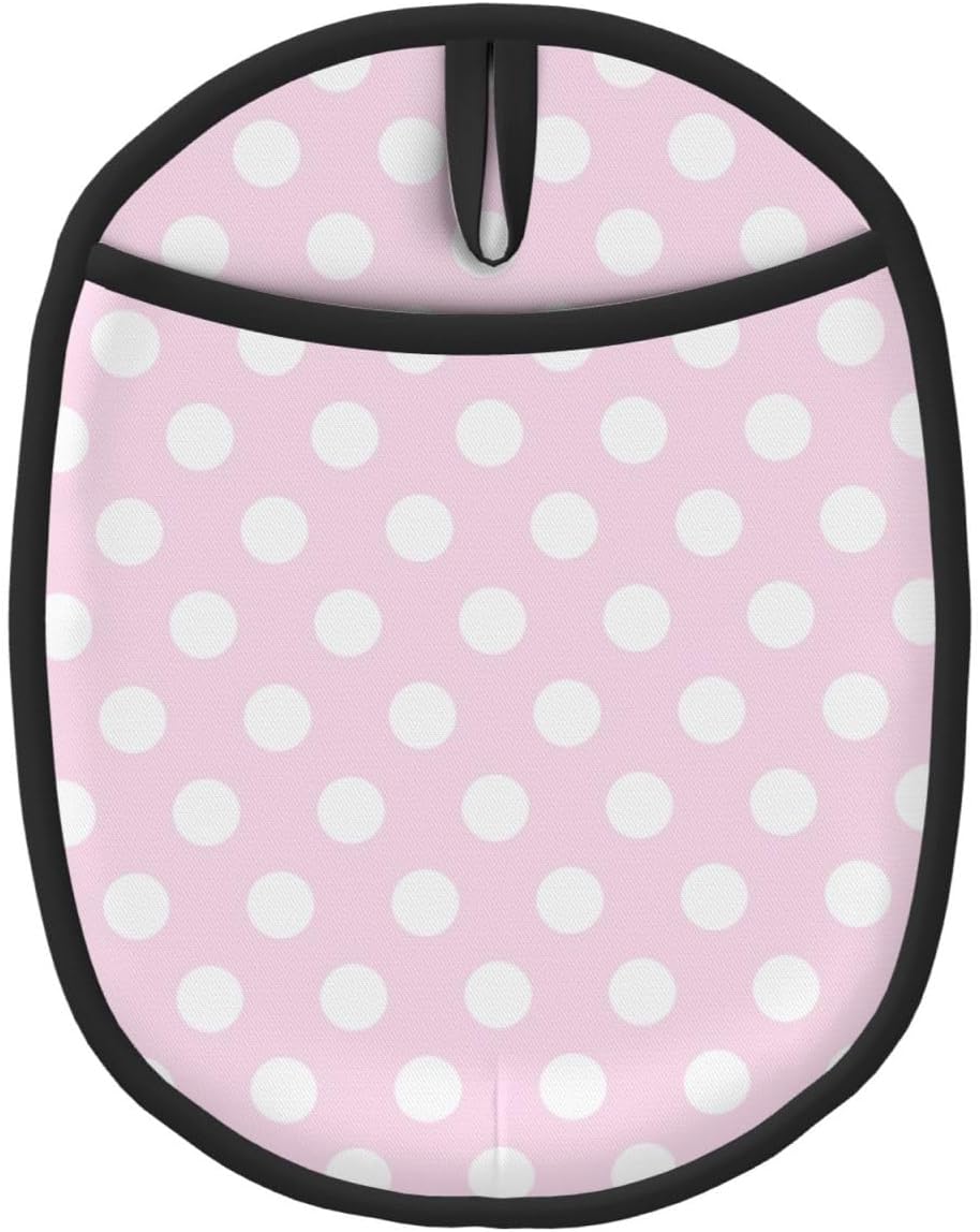 Light Pink Polka Dot Print A Pot Holders for Kitchen 1 PC - Heat Resistant Oven Mitts Hot Pads with Pocket, Silicone Pot Holders with Hanging Loop, Non Slip Potholders for Kitchen Baking Cooking