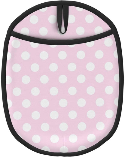 Light Pink Polka Dot Print A Pot Holders for Kitchen 1 PC - Heat Resistant Oven Mitts Hot Pads with Pocket, Silicone Pot Holders with Hanging Loop, Non Slip Potholders for Kitchen Baking Cooking