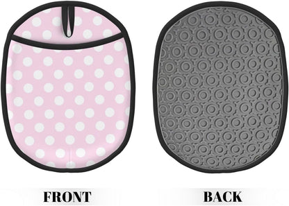 Light Pink Polka Dot Print A Pot Holders for Kitchen 1 PC - Heat Resistant Oven Mitts Hot Pads with Pocket, Silicone Pot Holders with Hanging Loop, Non Slip Potholders for Kitchen Baking Cooking
