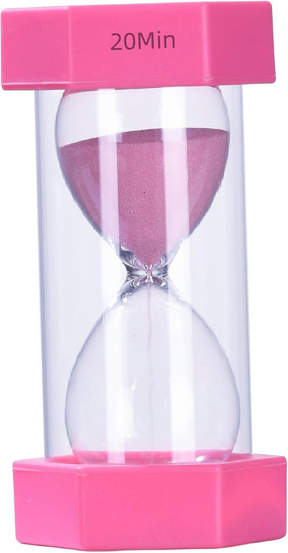 Colorful Sand Timers, Hourglass Sand Timers 20 Minutes Sandglass Timer with Protective Cover for Toothbrush Timer Games Classroom Home Office Cooking(Pink+20Min)…