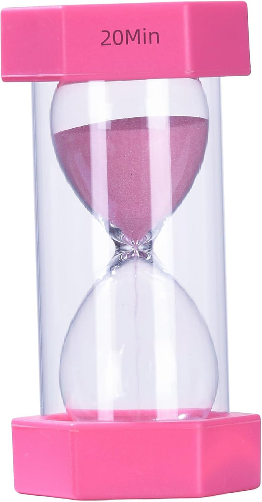 Colorful Sand Timers, Hourglass Sand Timers 20 Minutes Sandglass Timer with Protective Cover for Toothbrush Timer Games Classroom Home Office Cooking(Pink+20Min)…