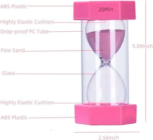 Colorful Sand Timers, Hourglass Sand Timers 20 Minutes Sandglass Timer with Protective Cover for Toothbrush Timer Games Classroom Home Office Cooking(Pink+20Min)…